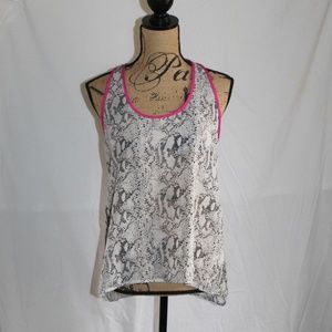 B Jewel Snakeskin Racer Back Ruched Sheer Tank